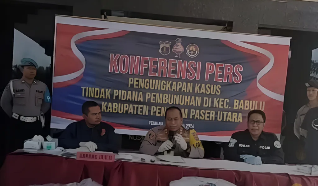 Konferensi pers pengungkapan kasus tindak pidana pembunuhan di Babulu, PPU. (Instagram)